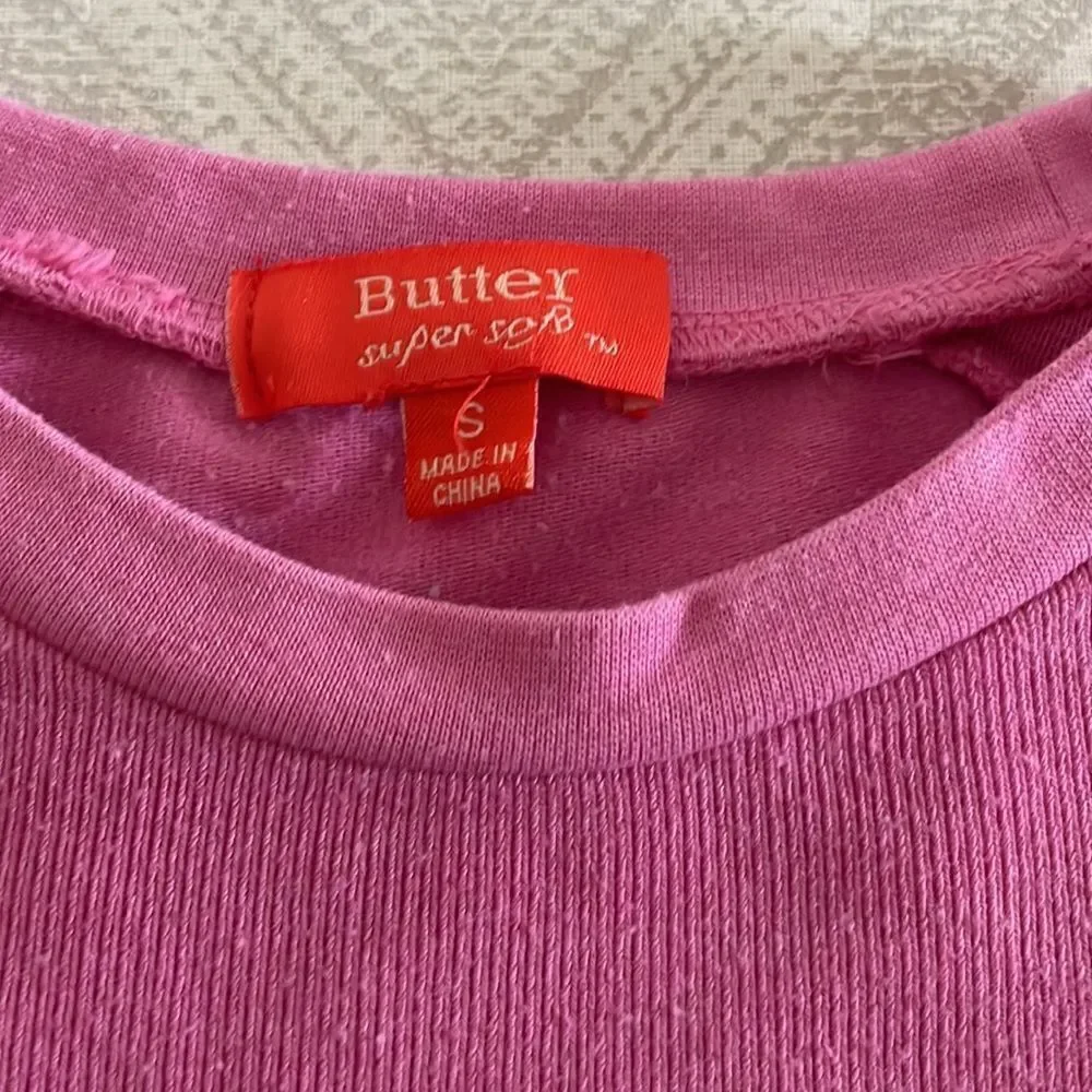 Butter Hot Pink Ombré Girls Coffee Sparkle Crewneck Sweatshirt Size Small